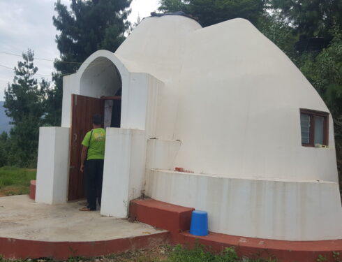 Sand Bag Shelter for the Indreni Mushroom Resort, Tupikhel, Chitlang